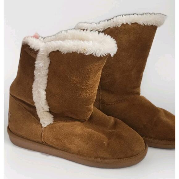 Minnetonka Boots Womens 7 Suede Faux Shearling Slip On Sherpa Lined Mid-Calf - Picture 12 of 13